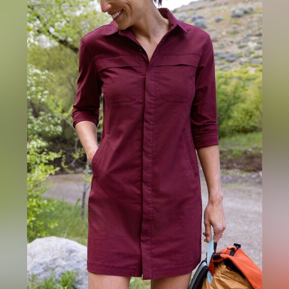 TITLE NINE Wren Utility Shirt Dress Crimson Small